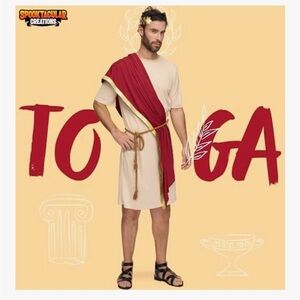 NWT Unisex Roman Toga Costume with Red Sash size men’s XL